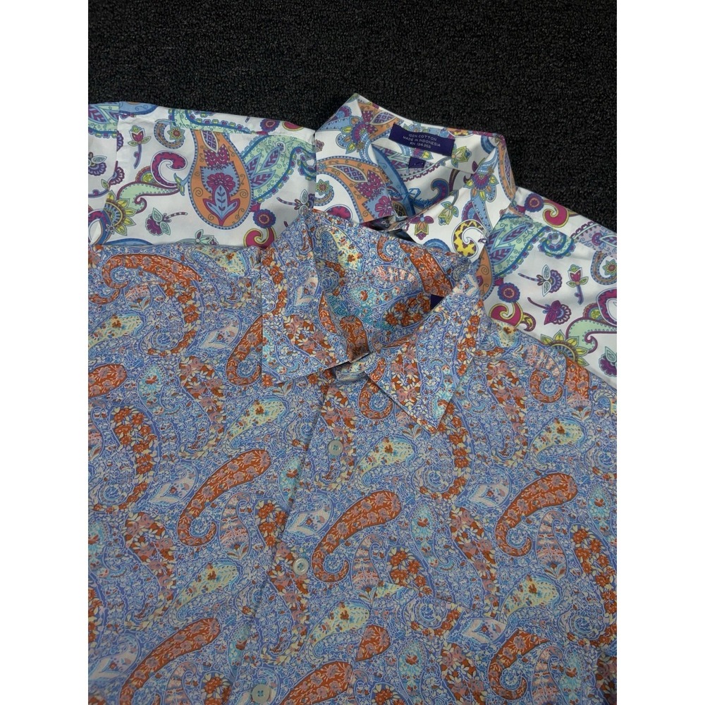 Alan Flusser Shirt Men's Medium Colorful Floral Paisley AOP Casual - Lot Of 2